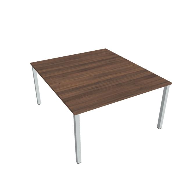 Uni work table, double, 140x75.5x160 cm, walnut/grey