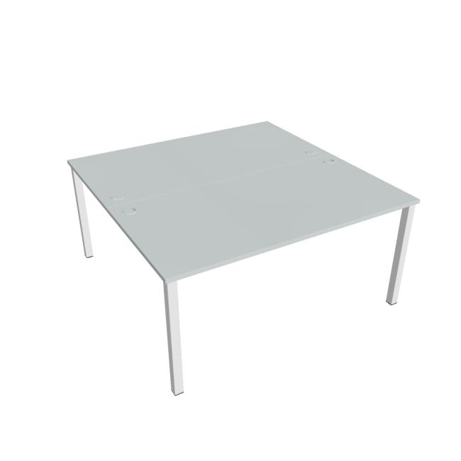Uni pracovný stôl, dvojitý, 160x75,5x160 cm, sivo/biely