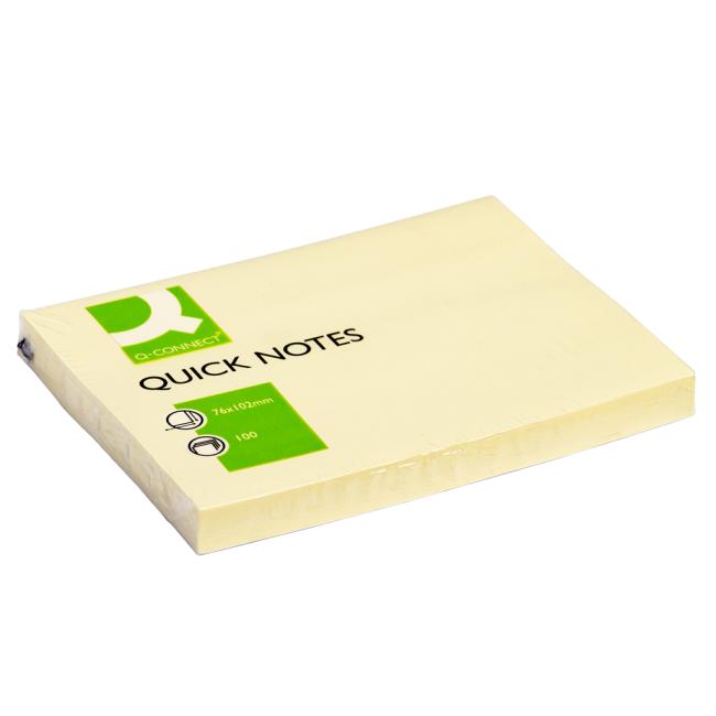 Self-adhesive note pad Q-CONNECT yellow 76x102mm
