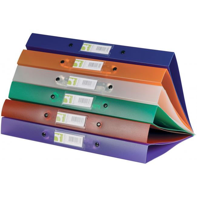 [QC002905] Zakladač 4-krúžkový Q-CONNECT celoplastový 2,5 cm transparentný modrý