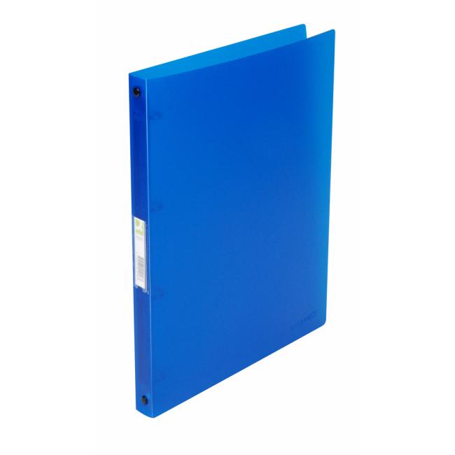 Binder 4-ring Q-CONNECT all-plastic 1.6cm transparent blue