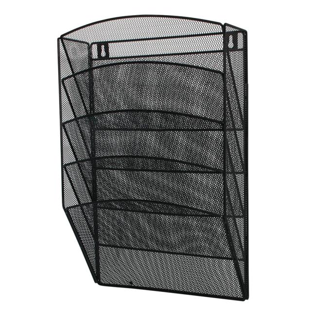 Wire wall rack with 5 compartments 315x440x93mm black
