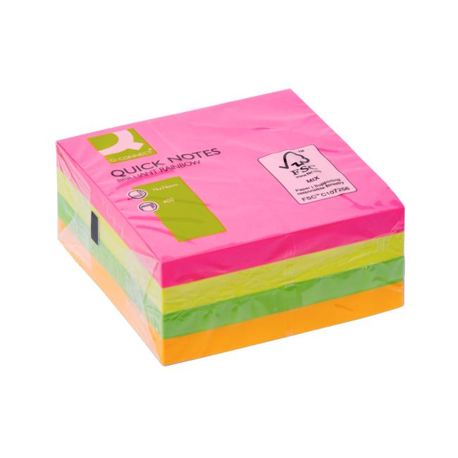 [QC010497] Self-adhesive pad Q-CONNECT 76x76 mm, 400 l, neon