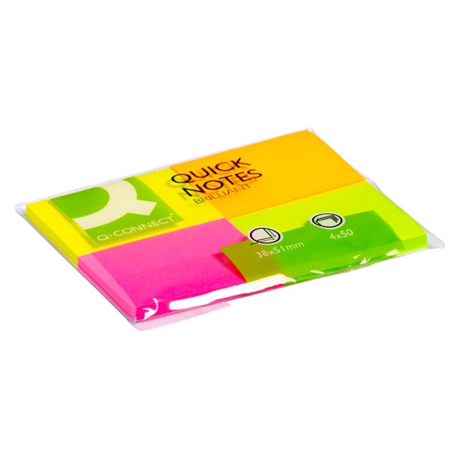 Self-adhesive pad Q-CONNECT intensive 38x51mm 4x50 l