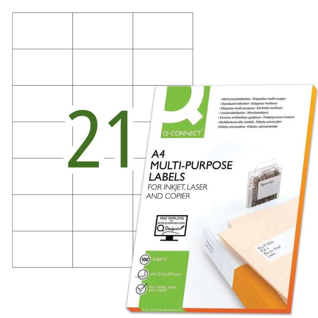 Etikety univerzálne 70x42mm Q-CONNECT A4 100 listov