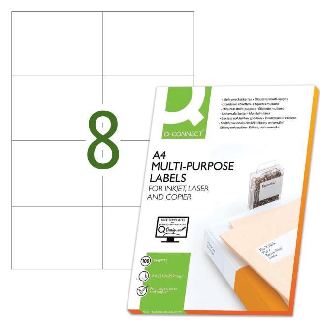 Etikety univerzálne 105x74mm Q-CONNECT A4 100 listov