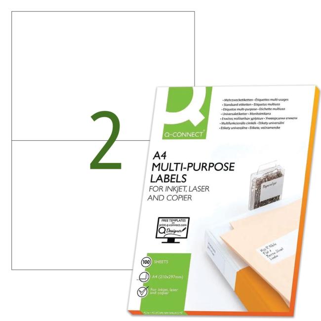 [QC010662] Universal labels 210x148.5mm Q-CONNECT A4 100 sheets