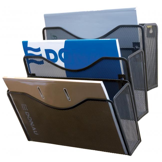 [QC016574] Drôtený nástenný regál s 3 policami 325x230x330mm čierny