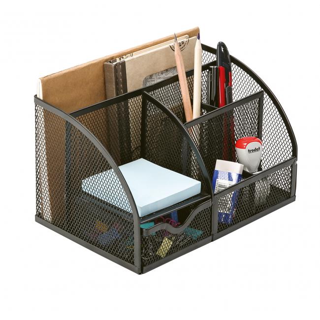 Wire table organizer Q-CONNECT with a compartment for leaves, black