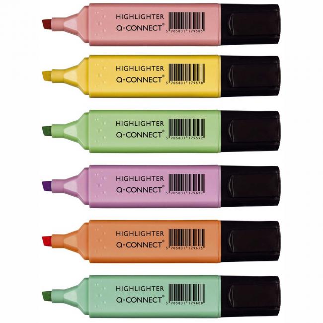 Set of highlighters Q-CONNECT pastel 6f
