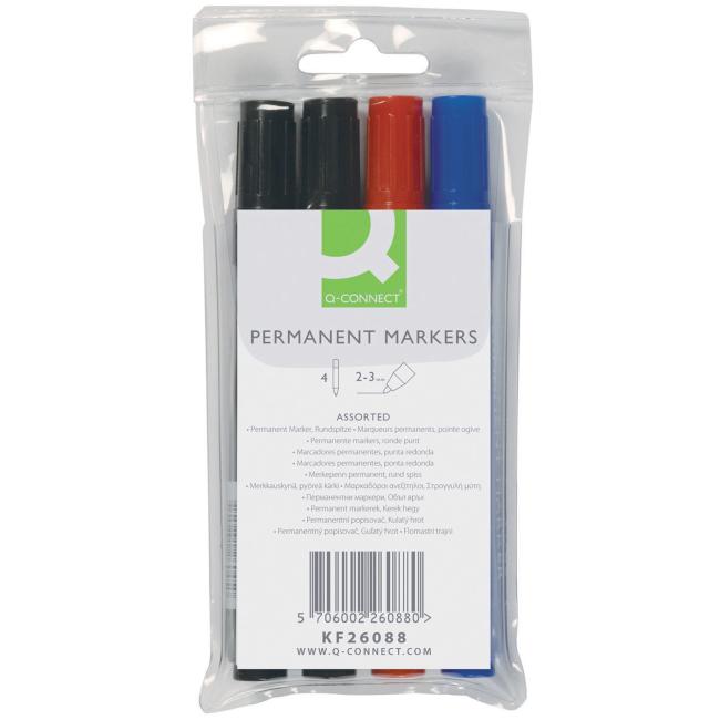 [QC026088] Set of permanent markers Q-CONNECT round tip 4S