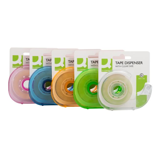 Adhesive tape Q-CONNECT, 19 mm x 33 m, with dispenser, in a mix of colors