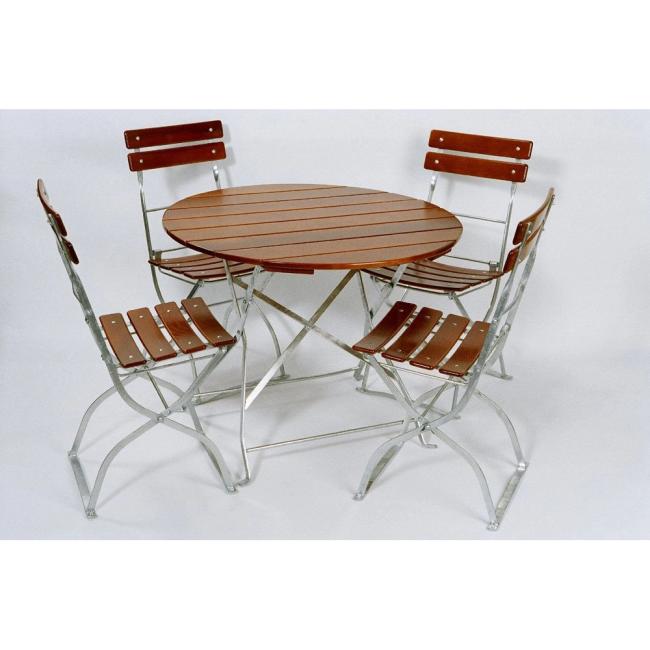 Arnika classic garden set, 1x table, 4x chairs, chestnut wood, skeleton RAL 6005 green