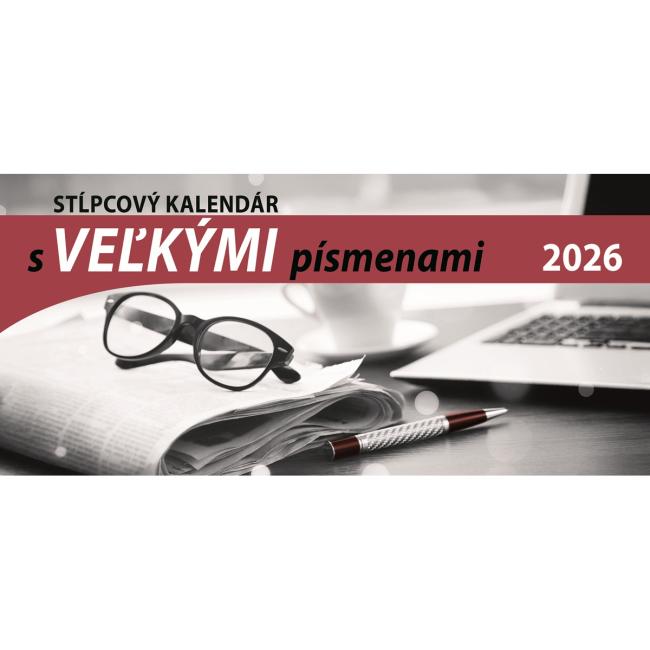 [S28] Stolový kalendár stĺpik 29,7 x 13,8 cm s VEĽKÝMI písmenami 2026