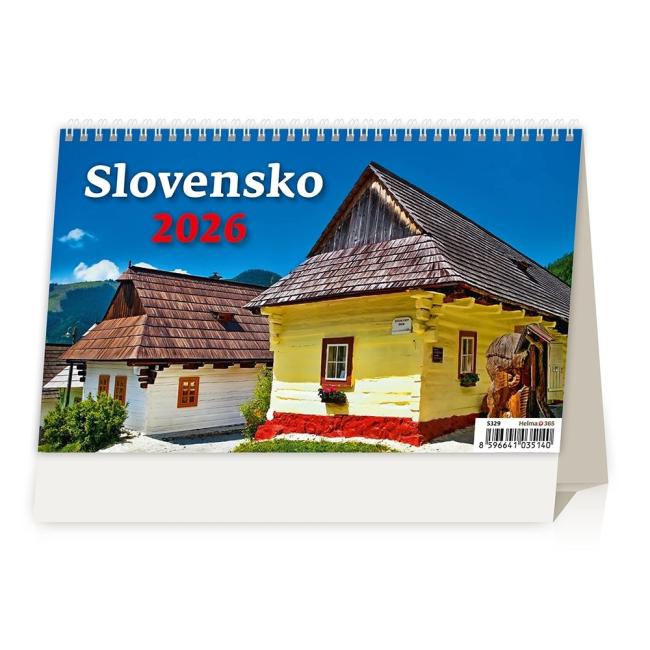 Stolný kalendár riadkový 22,6x13,9 cm - Slovensko 2026