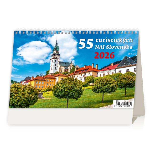 Row table calendar 22.6x13.9 cm - 55 tourist NAJ Slovakia 2026