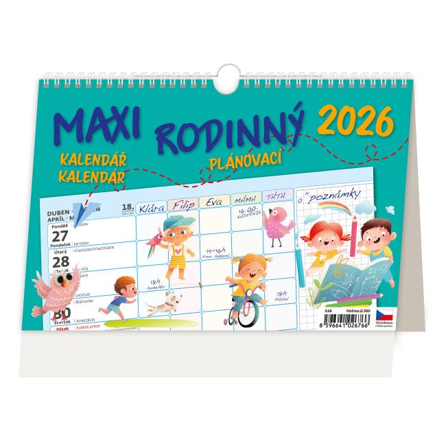 [S36] Desk calendar 24x16 cm - MAXI FAMILY planner 2026