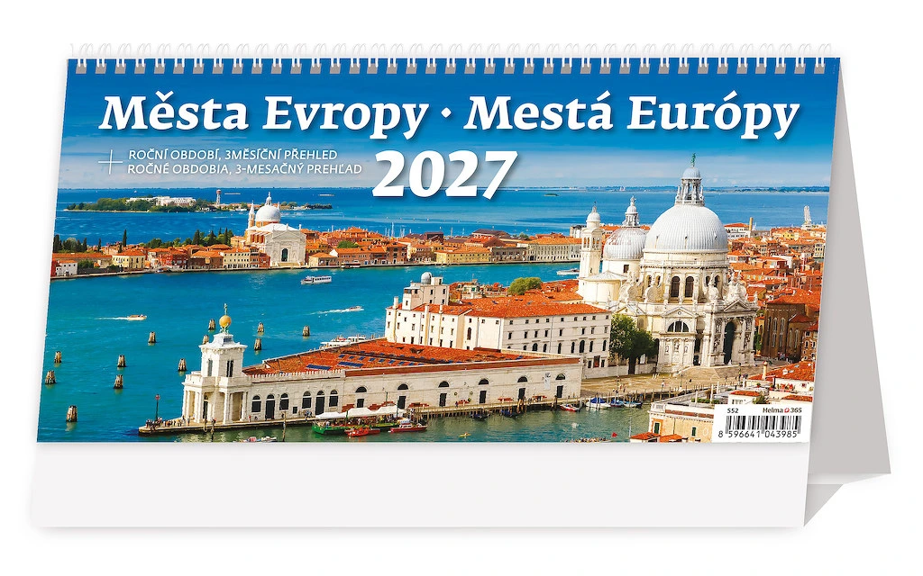 Stolový kalendár stĺpcový 30,1x15 cm- Mestá Európy 2027
