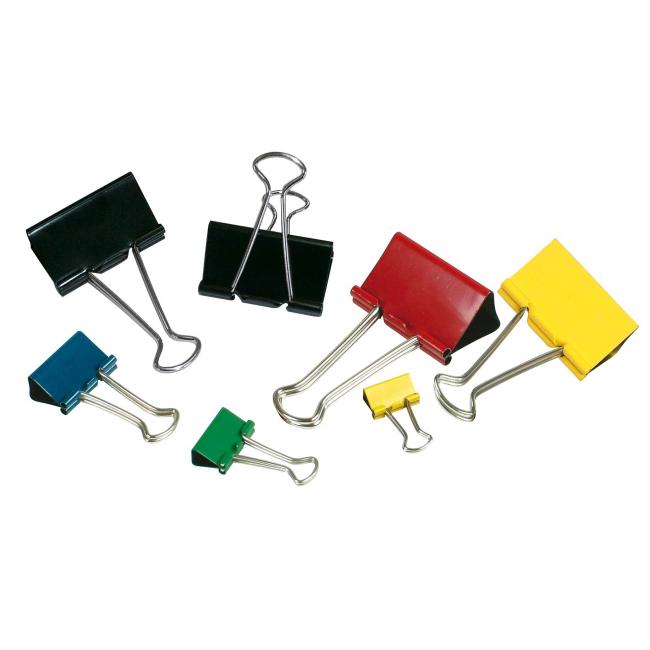 Clips for documents 41 mm colored 12 pcs