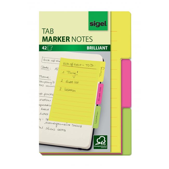 Self-adhesive markers for notes, 98x148mm, 42 sheets, 3 colors