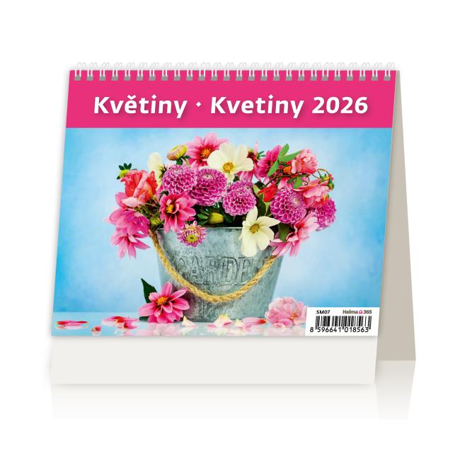 [SM07] Line desk calendar 17.1x13.9 cm - MiniMax Flowers 2026