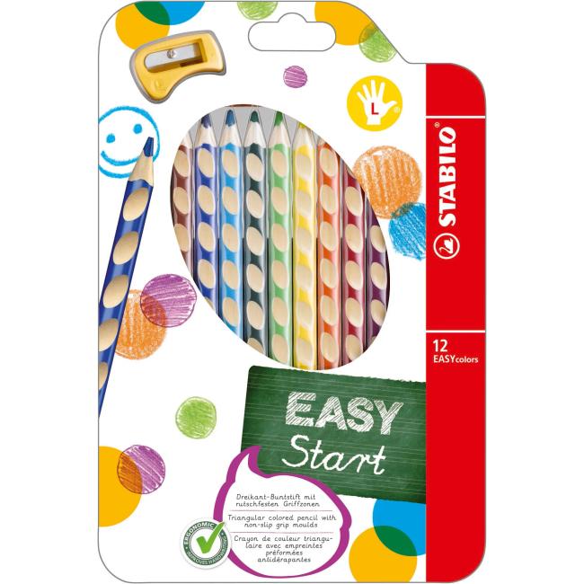 Wooden crayons STABILO EASYcolors L, set of 12 pcs