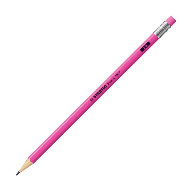 [ST490756] STABILO Swano Fluo pencil with eraser pink 12 pcs