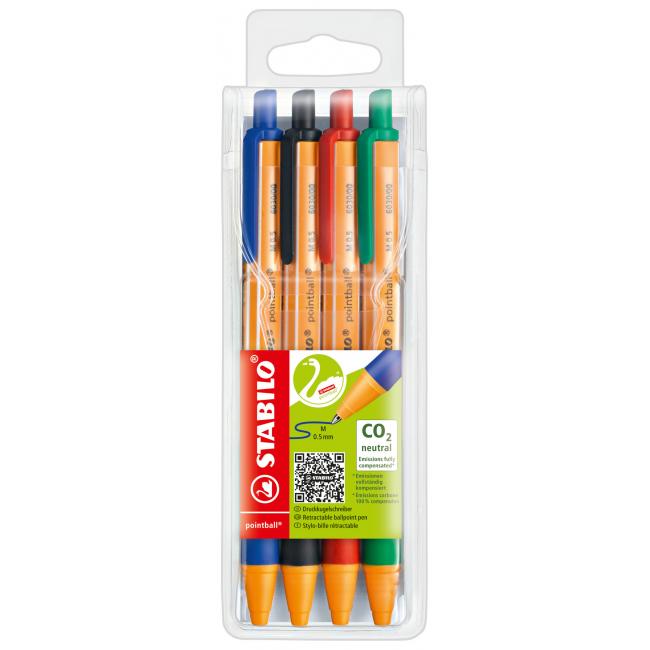 Set of ballpoint pens STABILO pointball 4 pcs