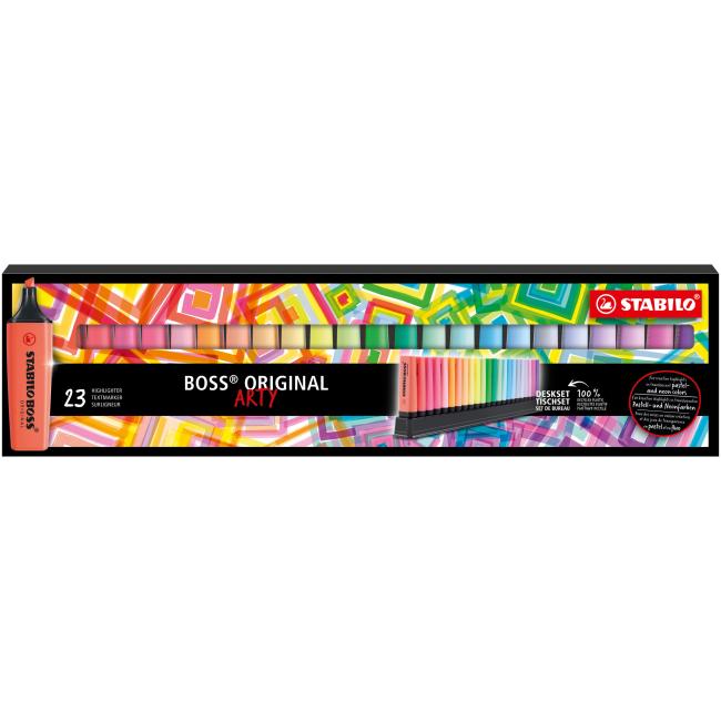 Highlighter set STABILO BOSS ORIGINAL - ARTY - 23 pcs (9 neon and 14 pastel colors)