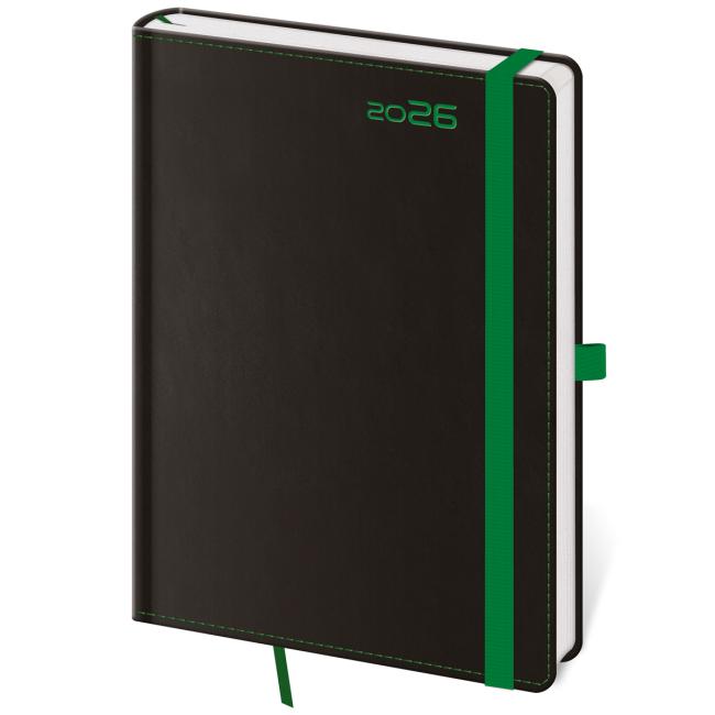 Diary BLACK GREEN weekly B6 12x16.5cm 2026