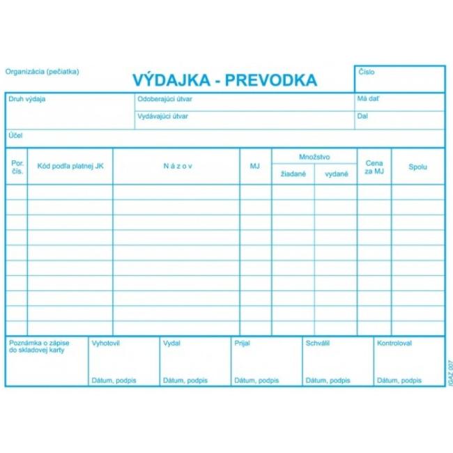 Disbursement - transfer, A5, without VAT, self-transcription with card. envelope and mat
