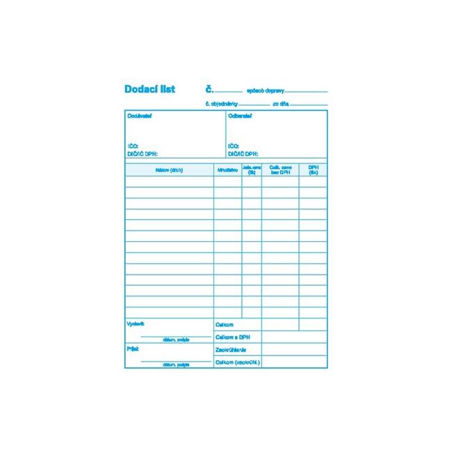Delivery note with VAT, autocopy, A4, 100 sheets