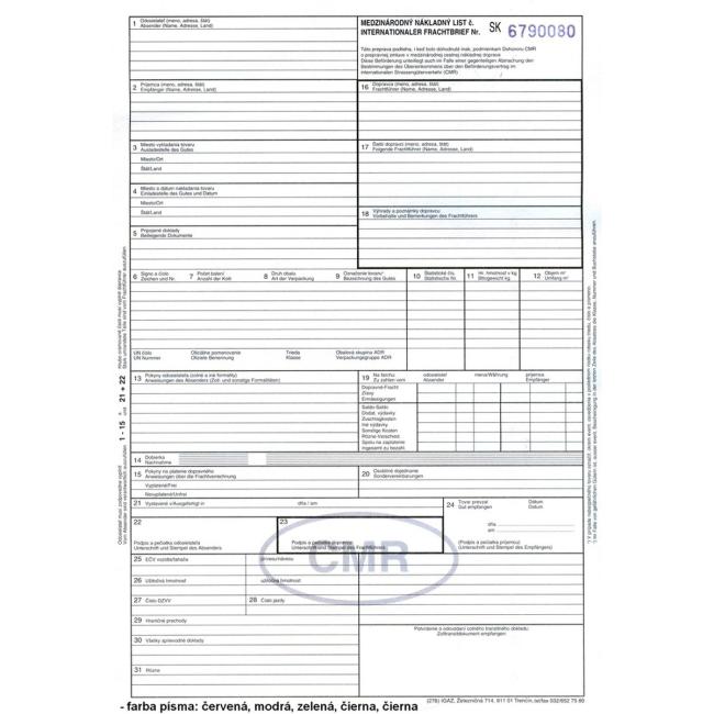 5-sheet CMR form SK/DE
