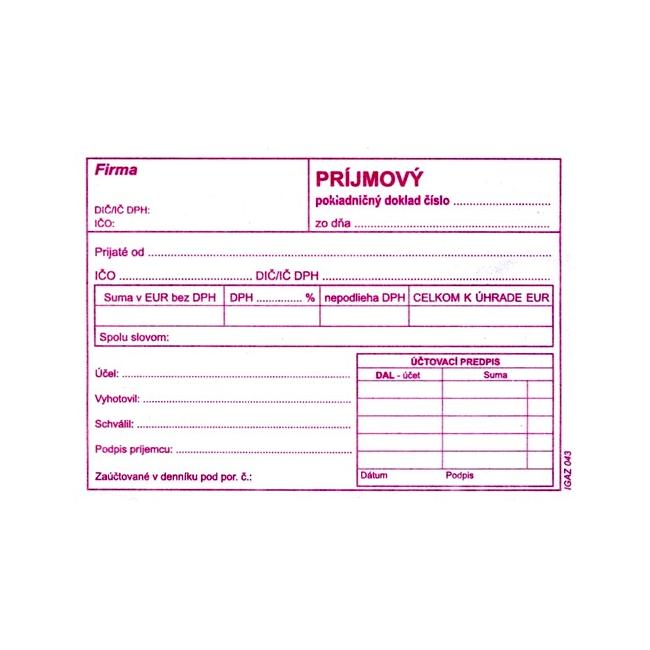 [TL043000] Príjmový pokladničn doklad s DPH, A6, 100 listov