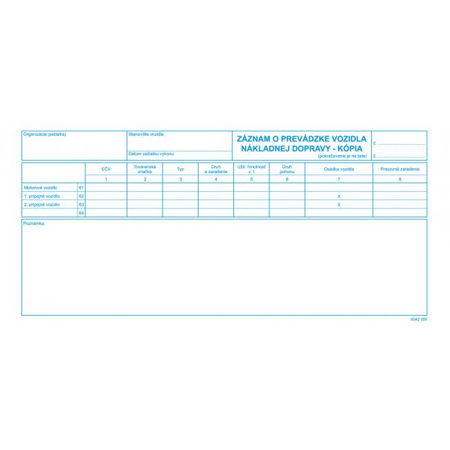 Record of the operation of the truck, 2/3 A4, book, 100 sheets, copy