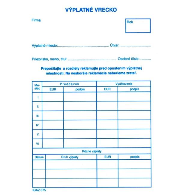 [TL075000] Výplatné vrecko, C6