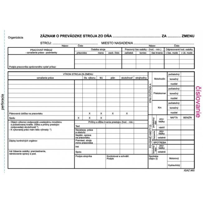 Machine operation record A5, 100 sheets, self-transcribed, numbered