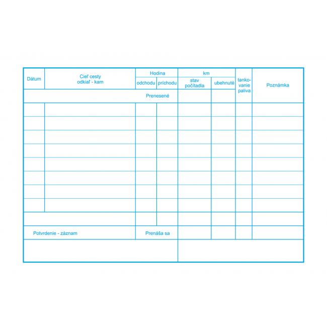 Record of operation of a passenger motor vehicle, A5, 60 sheets