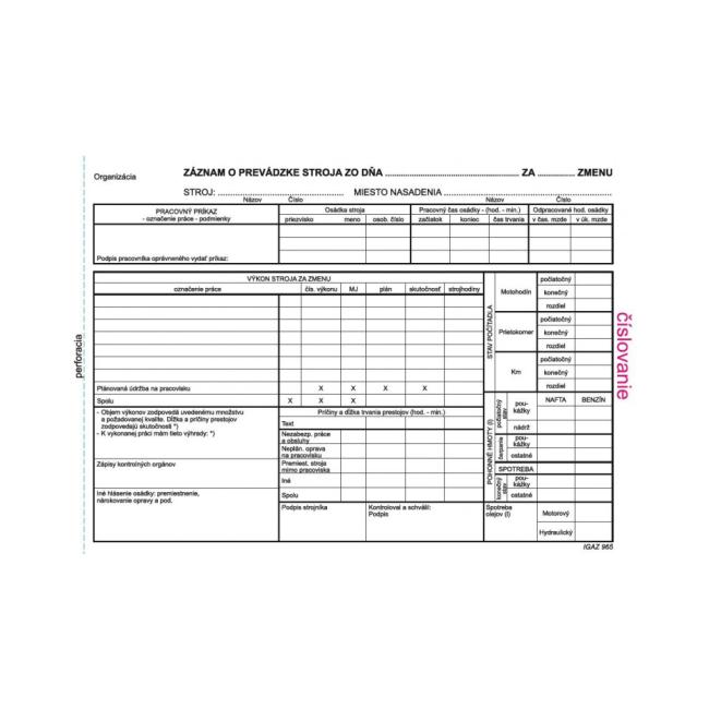 [TL184000] Machine operation record, A5, numbered, 100 sheets