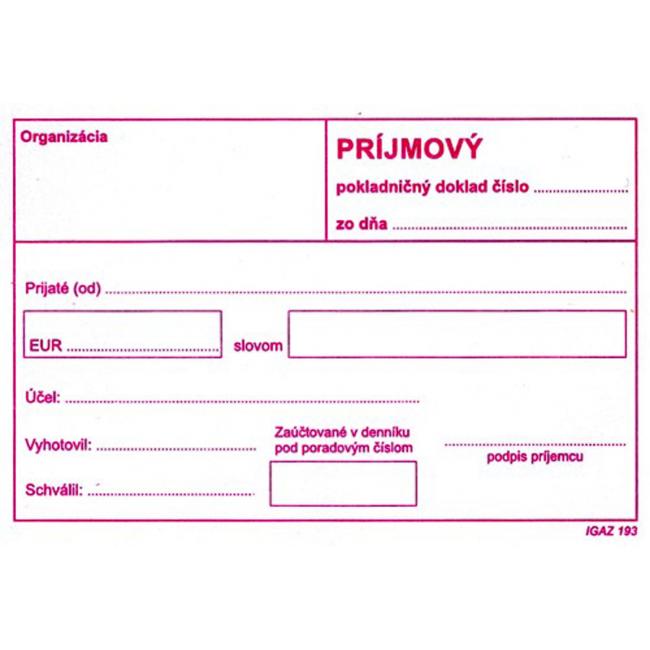 Income receipt without VAT, A6, 100 sheets