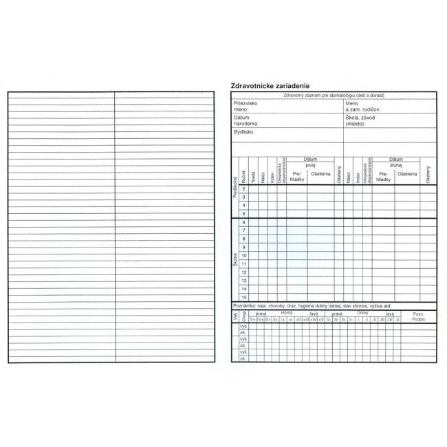 [TL218000] Health record for the dentist. (children), A5, 2-sheet, 100 pcs