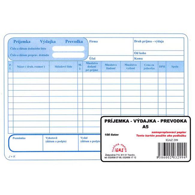 [TL299000] Receipt - expense - transfer with VAT, self-transcription, A5