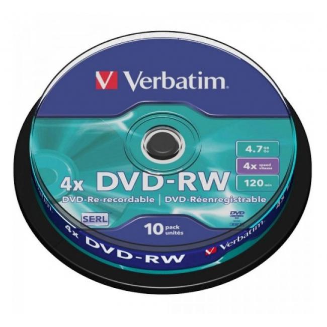 [VE435850] Verbatim DVD-RW 4x 4,7GB torta 10 ks