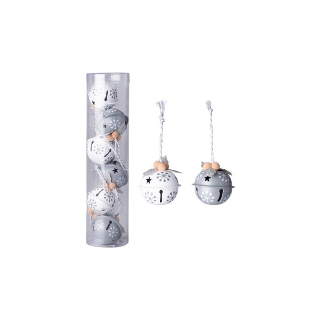 [XM038114] Bells 6 pcs 40mm mix, white, grey
