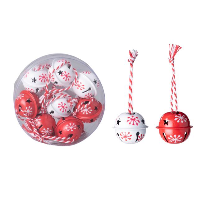 [XM038120] Bells 8 pcs 30mm mix, white, red