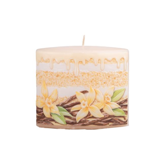 [XM041408] Candle Vanilla flower + pod ellipse, 115x55x100mm