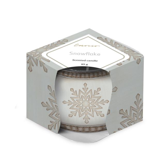 [XM042379] Emocio Glass Decor 70x62 mm Snowflake (Cookie and Cream), scented candle