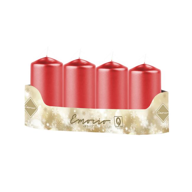 [XM042540] Emocio Cylinder 4 pcs 50x100mm Metal red, candles