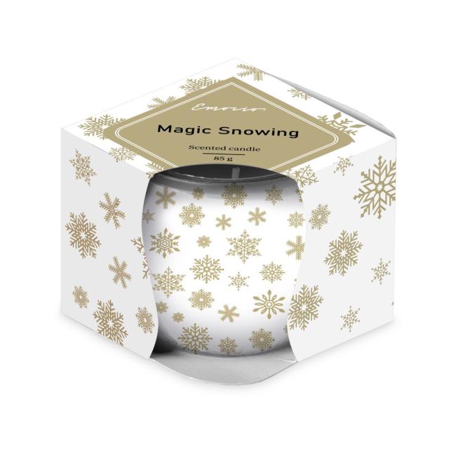 [XM043776] Emocio Glass Decor 70x62 mm Magic Snowing white-gold, scented candle