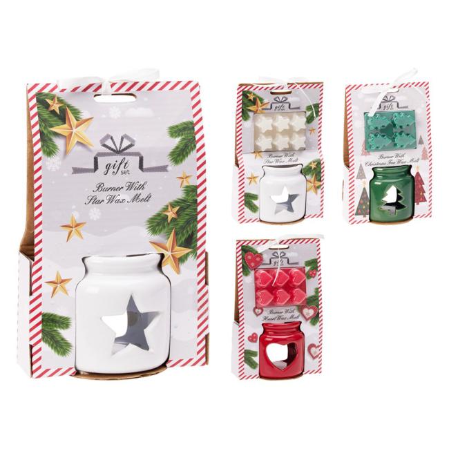 Aroma lamp 80x80mm + wax tree, star, heart, mix of colors